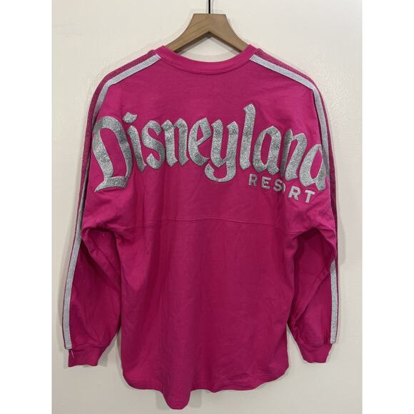 Disney Spirit Jersey S Pink Disneyland Glitter Feminine Race Stripe Resort Cozy - Picture 1 of 13